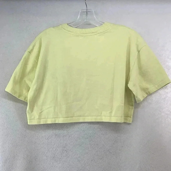 Zara Women’s Neon Yellow Cropped Short Sleeve Sweatshirt‎ Size Small - Picture 2 of 5